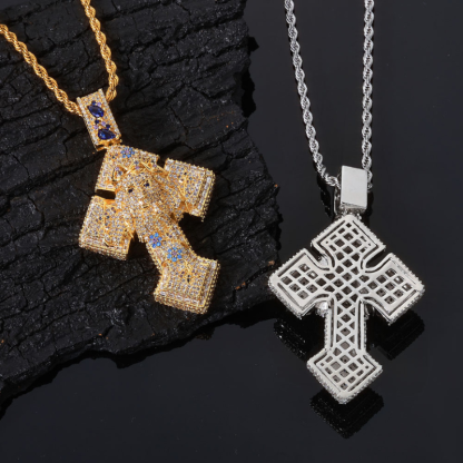 Moissanite Colorful Jesus Cross Pendant