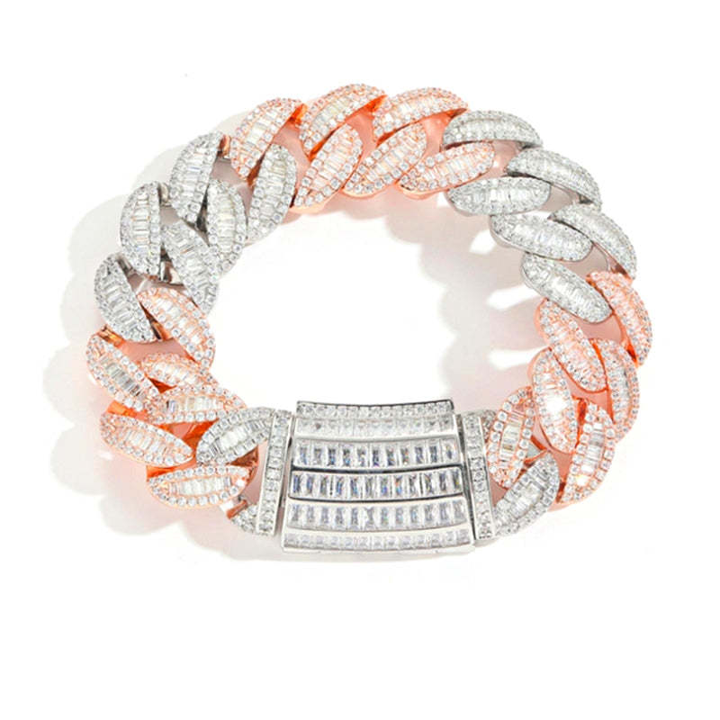 20mm T Square Ice Out Diamond Cuban Bracelet