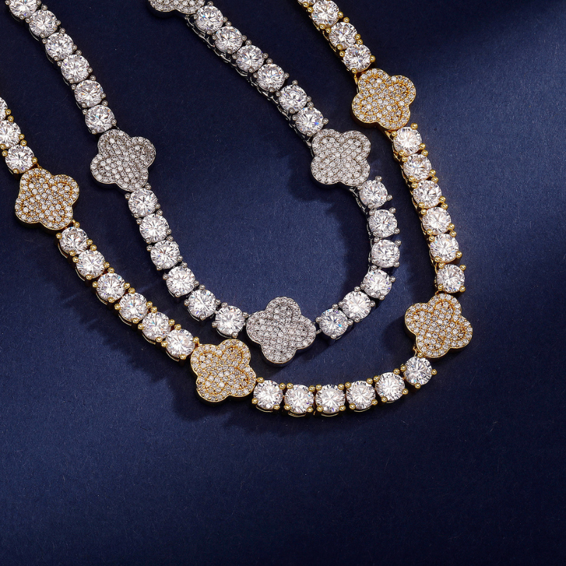 5mm Moissanite Four Leaf Clover Lucky Tennis Chain