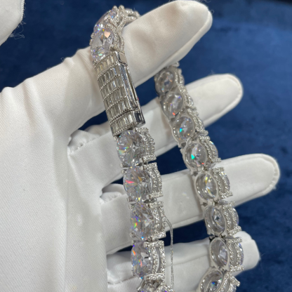 10mm Moissanite Side with Diamond Design Tennis Bracelet