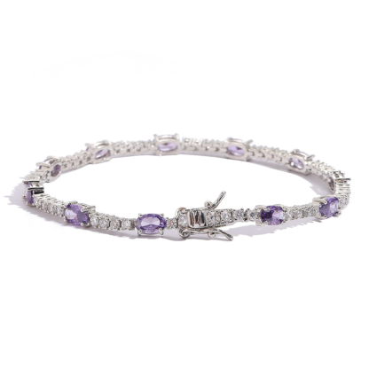 2mm Moissanite Colorful Egg Shaped Gemstone Tennis Bracelet