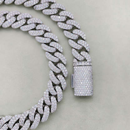 12mm Moissanite Bubble Micro inlay Cuban Chain