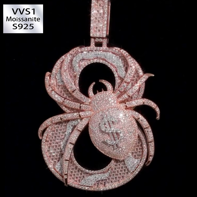 Moissanite Spider Pendant