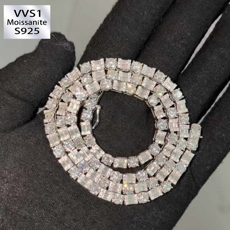 5MMVVS Grade Moissanite Fully Set Hip-Hop Tennis Chain