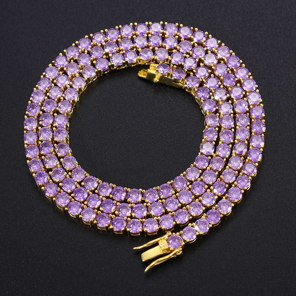 S925 4mm Moissanite Purple Tennis Chain