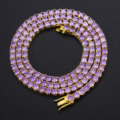 S925 4mm Moissanite Purple Tennis Chain