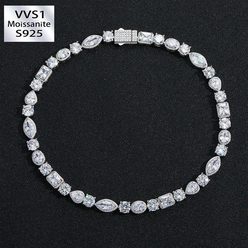 10mm S925 Moissanite Wide Horse Eye Stone Heart-shaped Sugar Tennis Chain