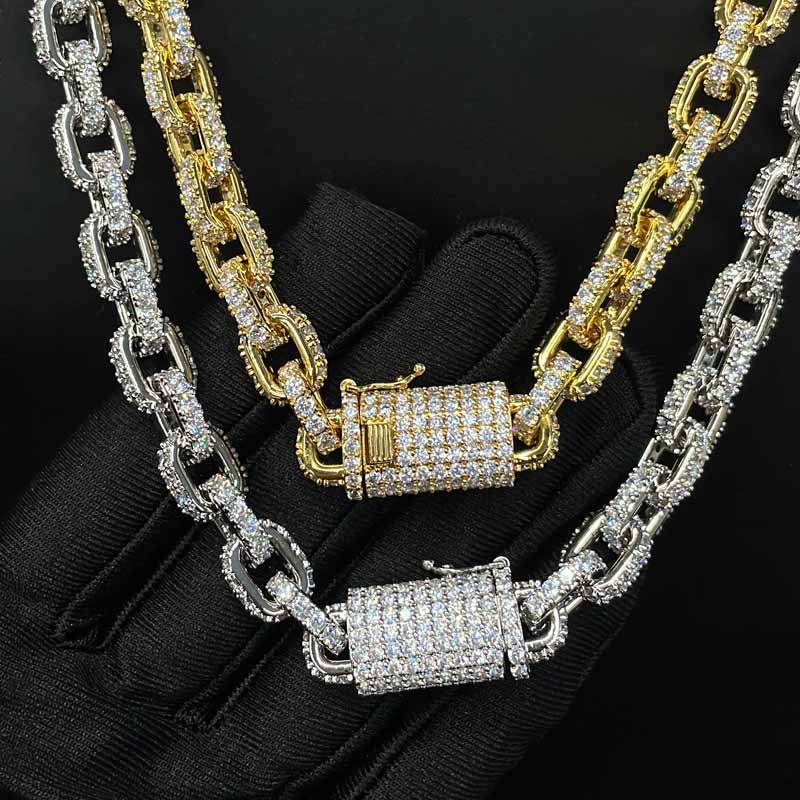Moissanite Hip Hop Miami Box Clasp Chain