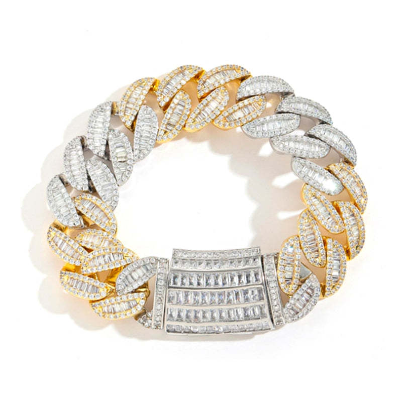 20mm T Square Ice Out Diamond Cuban Bracelet
