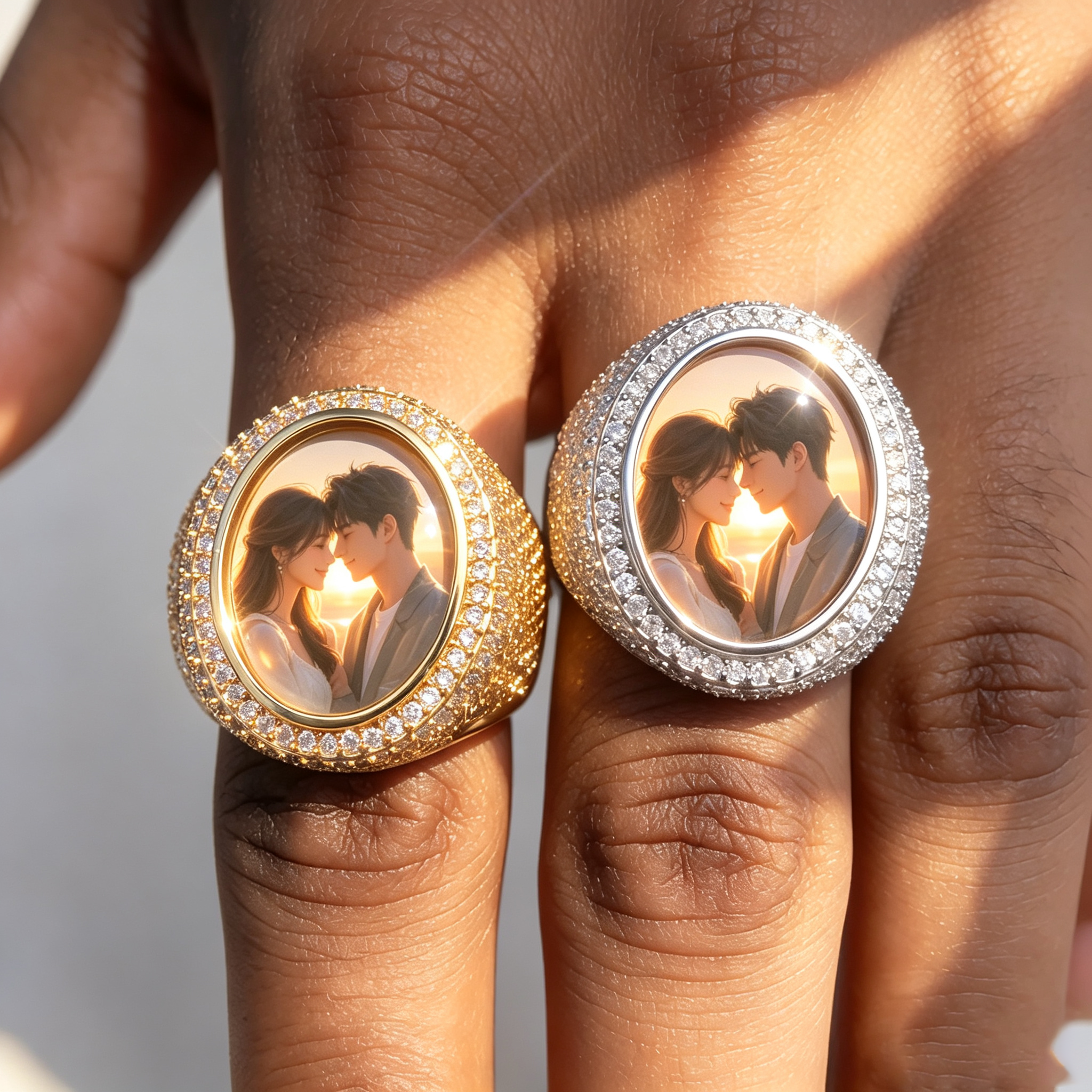 Moissanite Custom Oval Photo Ring