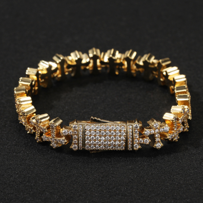 11.5mm Moissanite Cross Cuban Bracelet