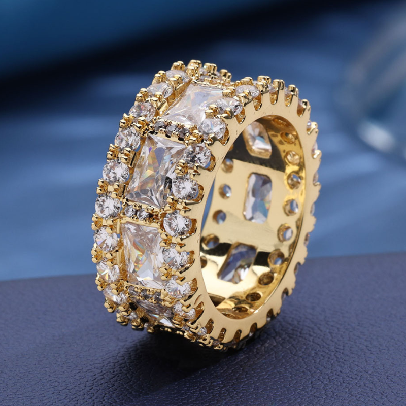 Moissanite Mixed Inlaid T Square Diamond Ring