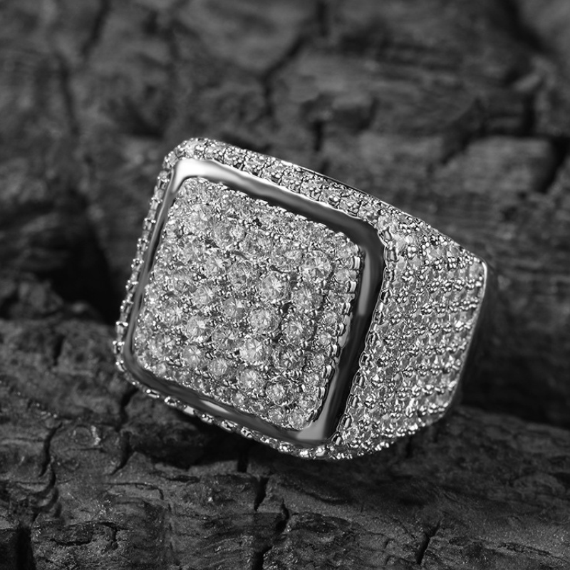 Moissanite Hip Hop Vintage Big Square Ring