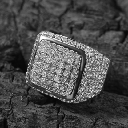 Moissanite Hip Hop Vintage Big Square Ring