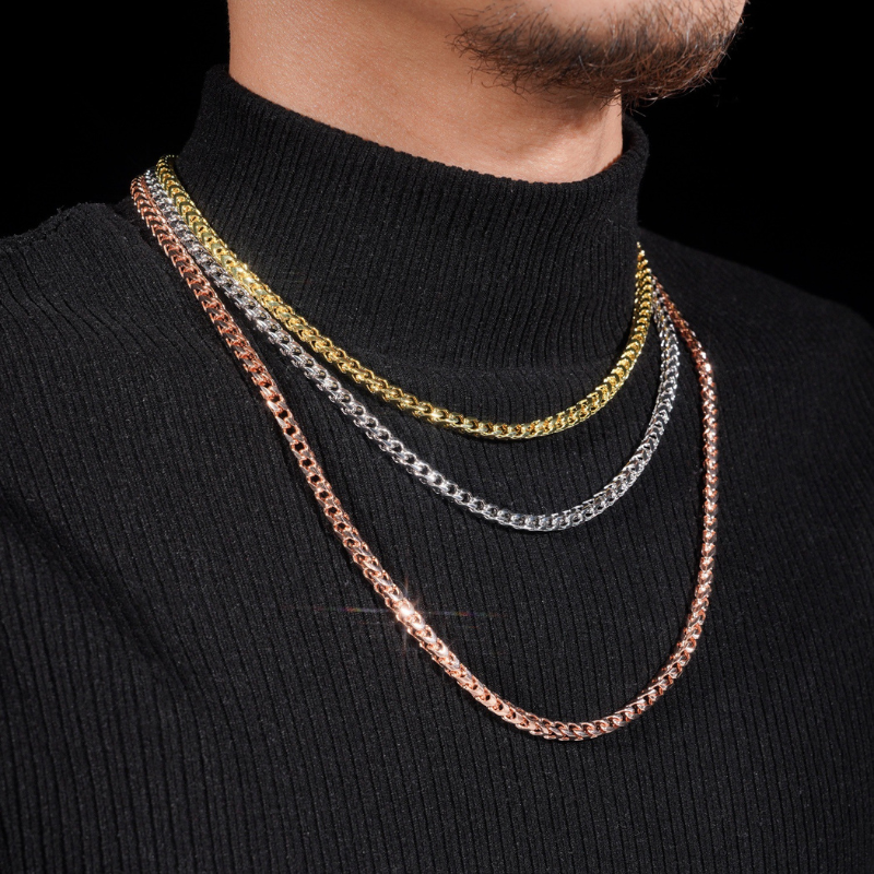 S925 4mm Moissanite Buckle Snake Bone Twist Chain