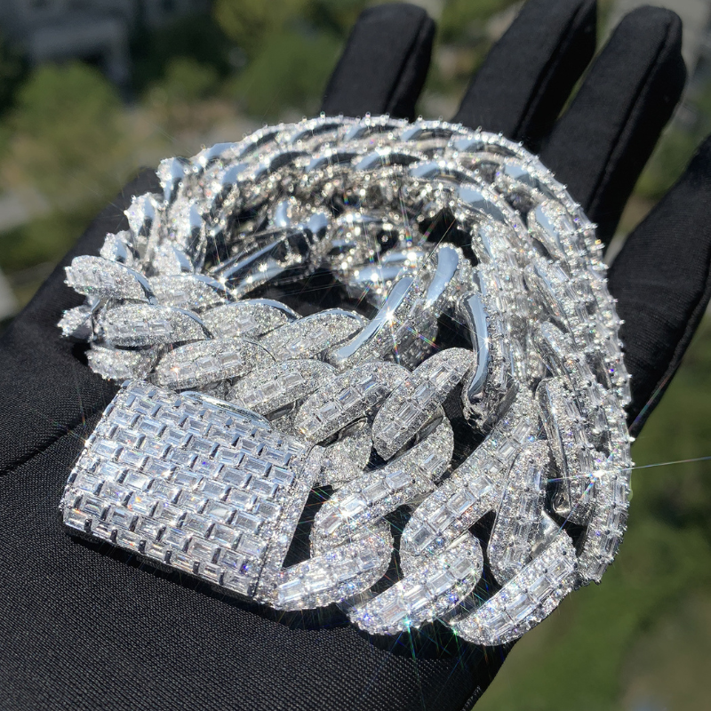 20mm Moissanite T Square Hip Hop Cuban Chain