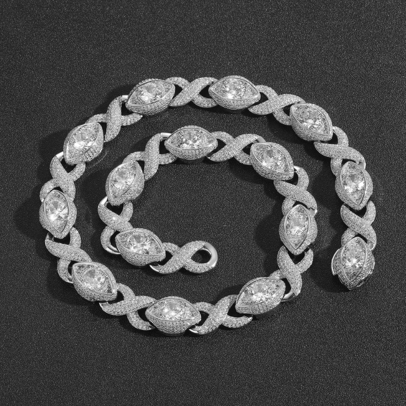 15mm Moissanite Hip Hop Eye Cross Unlimited Cuban Chain