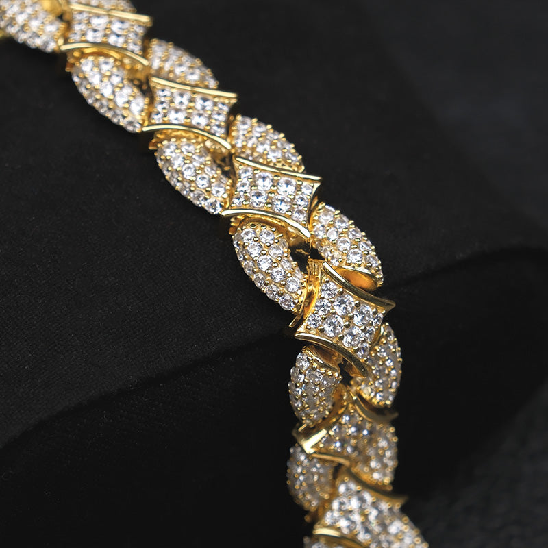 Iced Out Rhombus Interlocking Moissanite Bracelet
