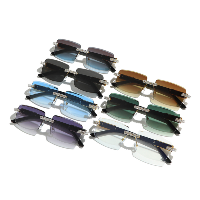 New Personalized Diamond-studded Square Glasses