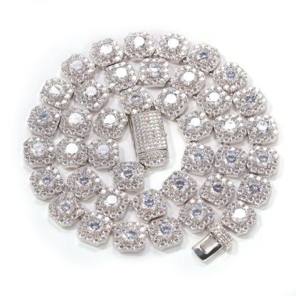 10mm Moissanite Clustered Tennis Chain In Yellow Gold