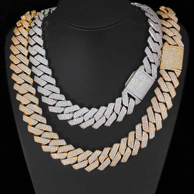 25mm Hip Hop Three Row Diamond Cuban Chain