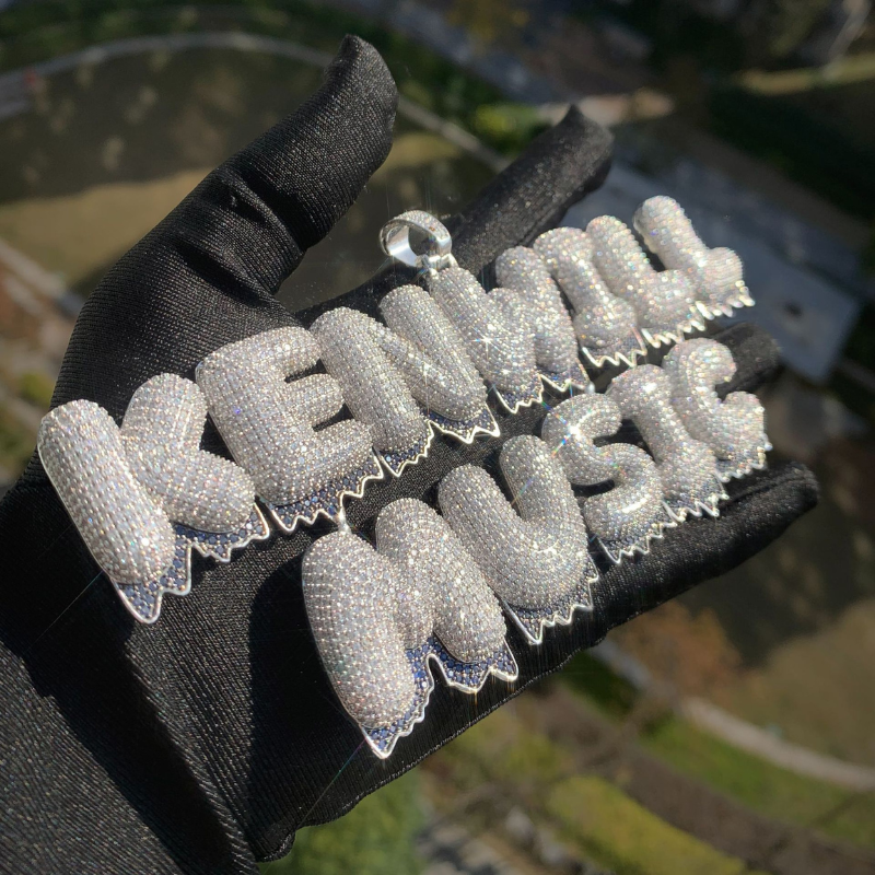 Moissanite Hip Hop DIY Round Letter Custom Pendant