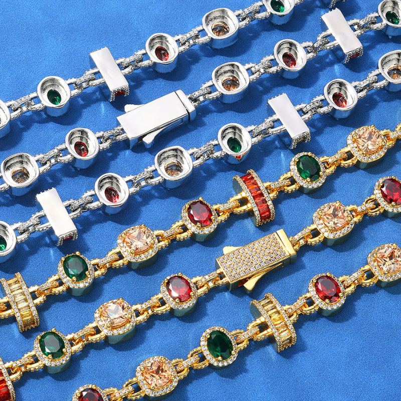 Moissanite Hip Hop Colored Gemstone Chain