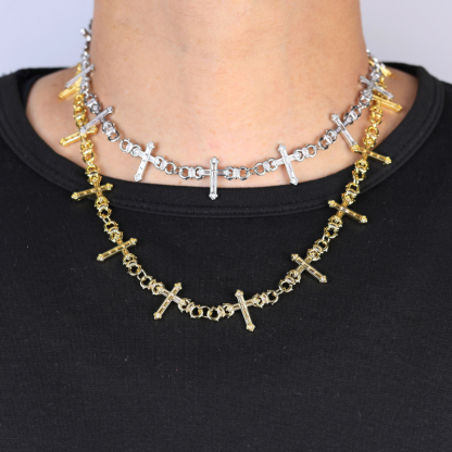 Moissanite Hip Hop Thorn Cross Chain