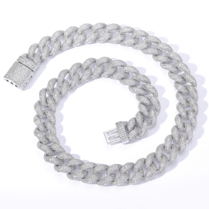 15mm Moissanite Bubble Micro inlay Cuban Chain