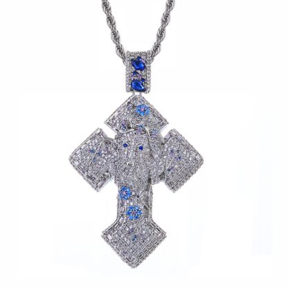 Moissanite Colorful Jesus Cross Pendant