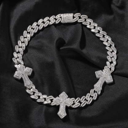 Moissanite Punk Cross Cuban Chain