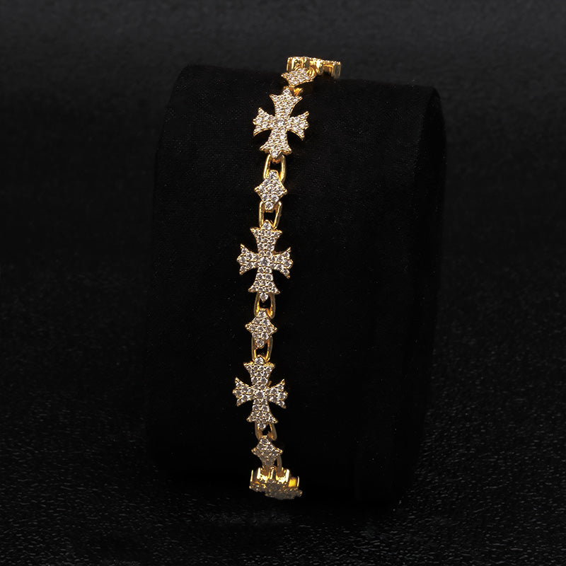 Moissanite Rhombic Cross Bracelet