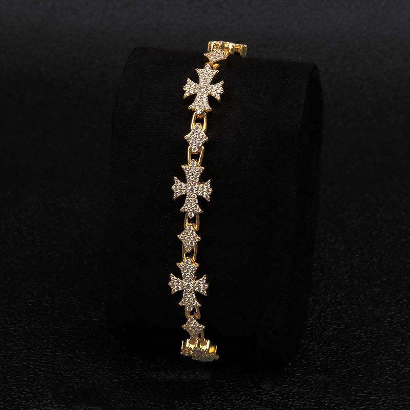 Moissanite Rhombic Cross Bracelet