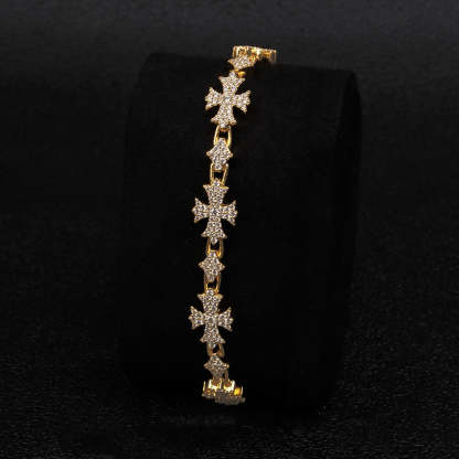 Moissanite Rhombic Cross Bracelet