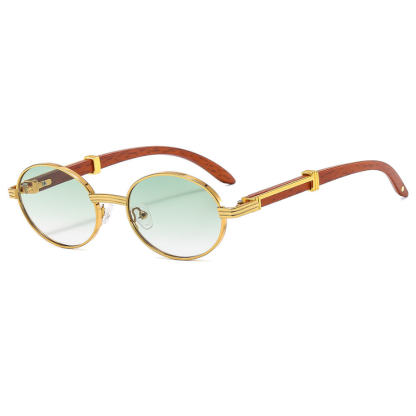 Retro Faux Wood Grain Sunglasses