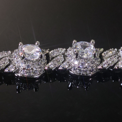 7.5mm Moissanite Hip Hop Round Bead Cuban Bracelet