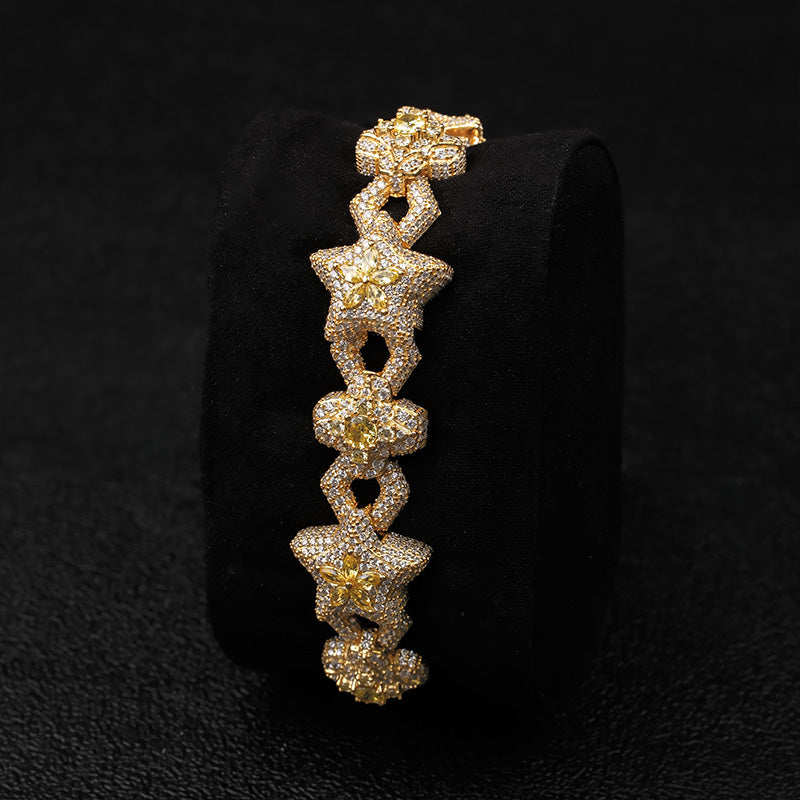 Moissanite Star Spliced Four-Leaf Clover Bracelet