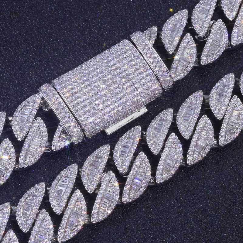 20mm Moissanite Mixed Inlay T Square Cuban Chain
