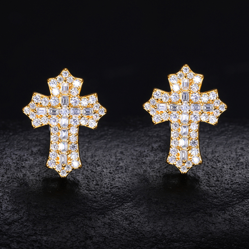 S925 Silver Moissanite Cross Earrings