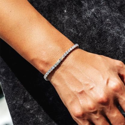 5 Carats 3mm VVS1 Moissanite White Gold Tennis Bracelet