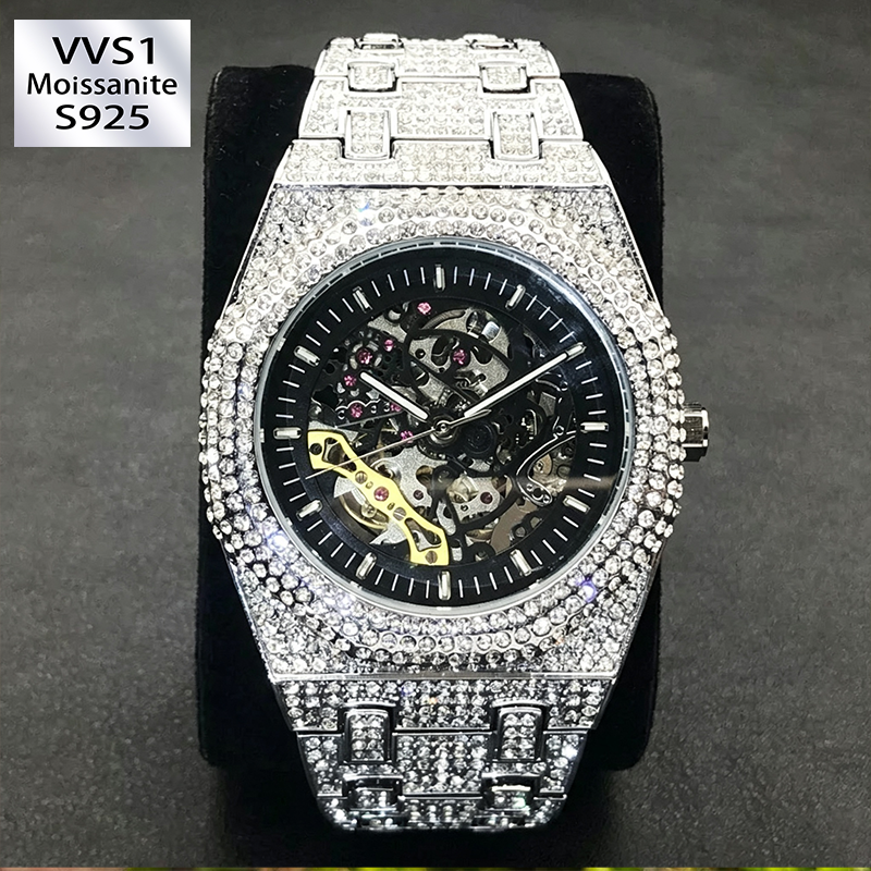 Moissanite-set Openwork Mechanical Watch
