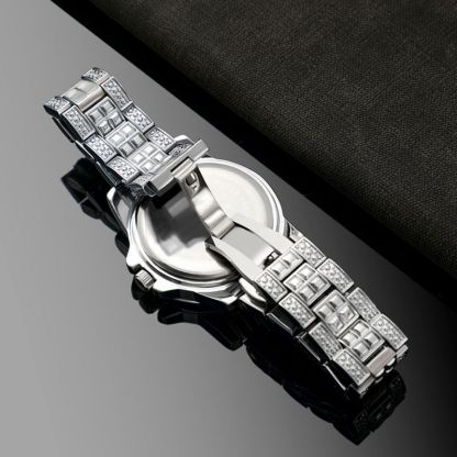 18K White Gold Finish Iced Watch