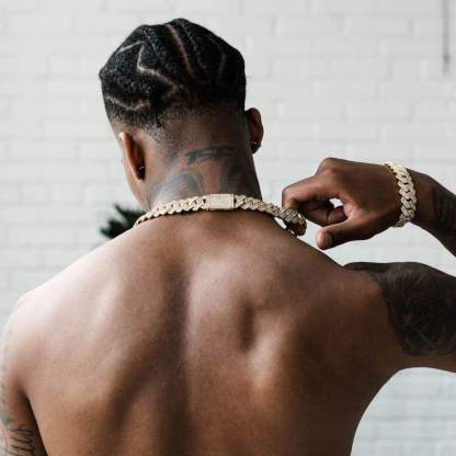 20mm Miami Moissanite Diamond Baguette Chain In Gold