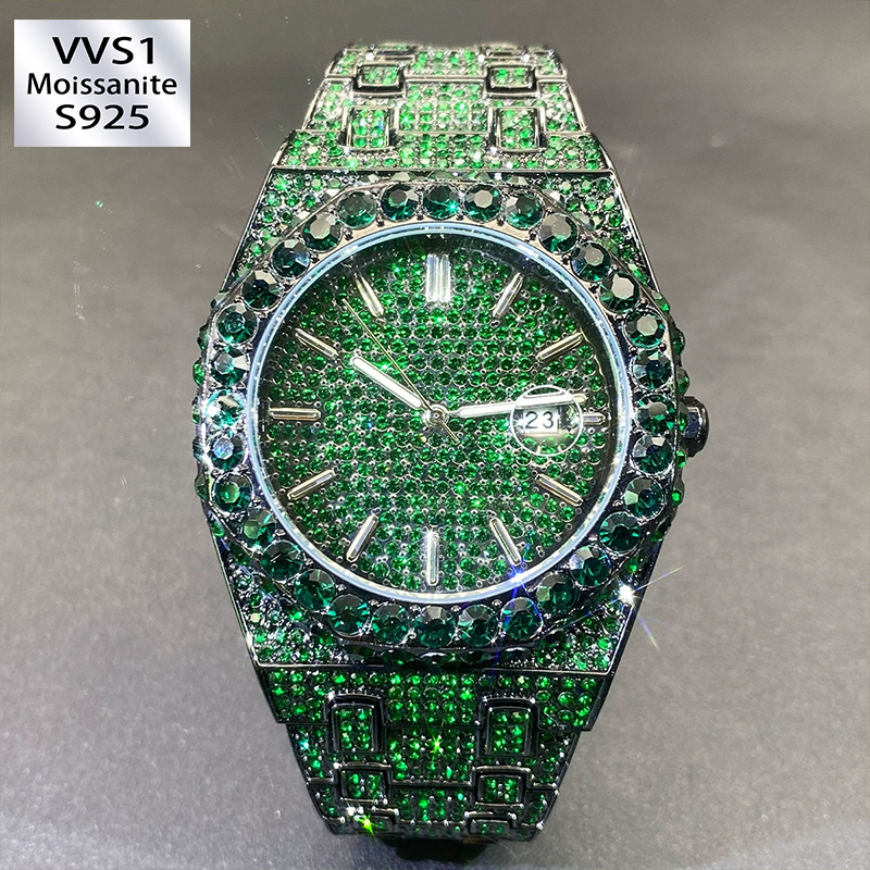 Niche Moissanite Watch with Luminous Hands