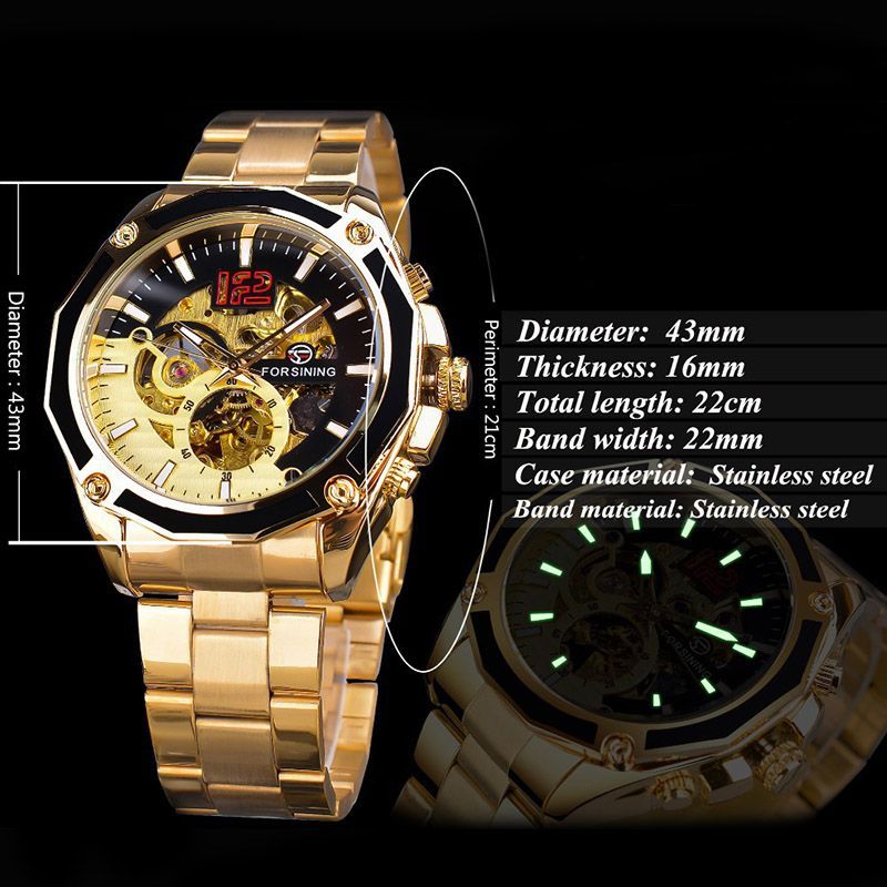 Waterproof Skeleton Mechanical Automatic Watch for Men