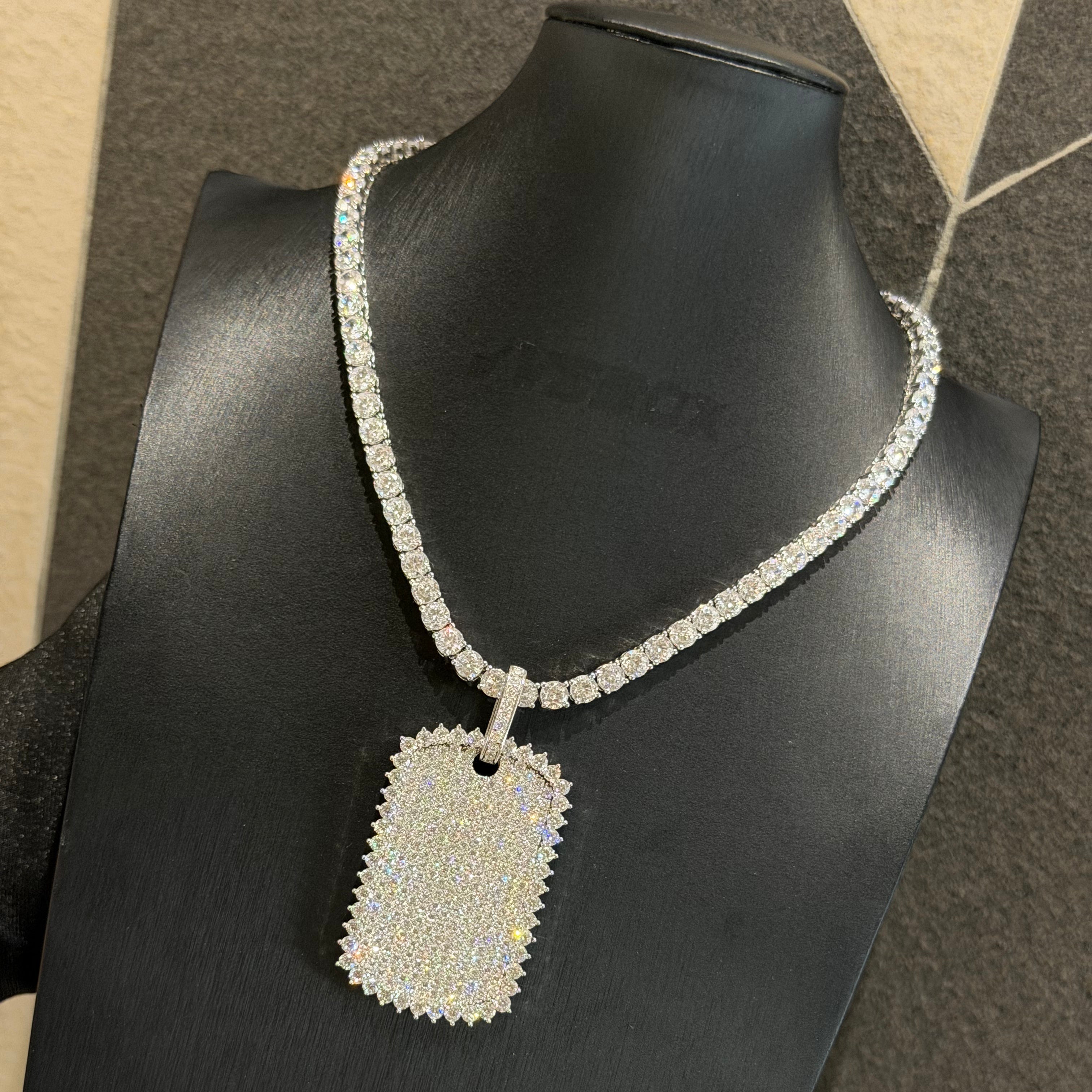 Moissanite Hip-Hop Style Halo Rectangular Pendant