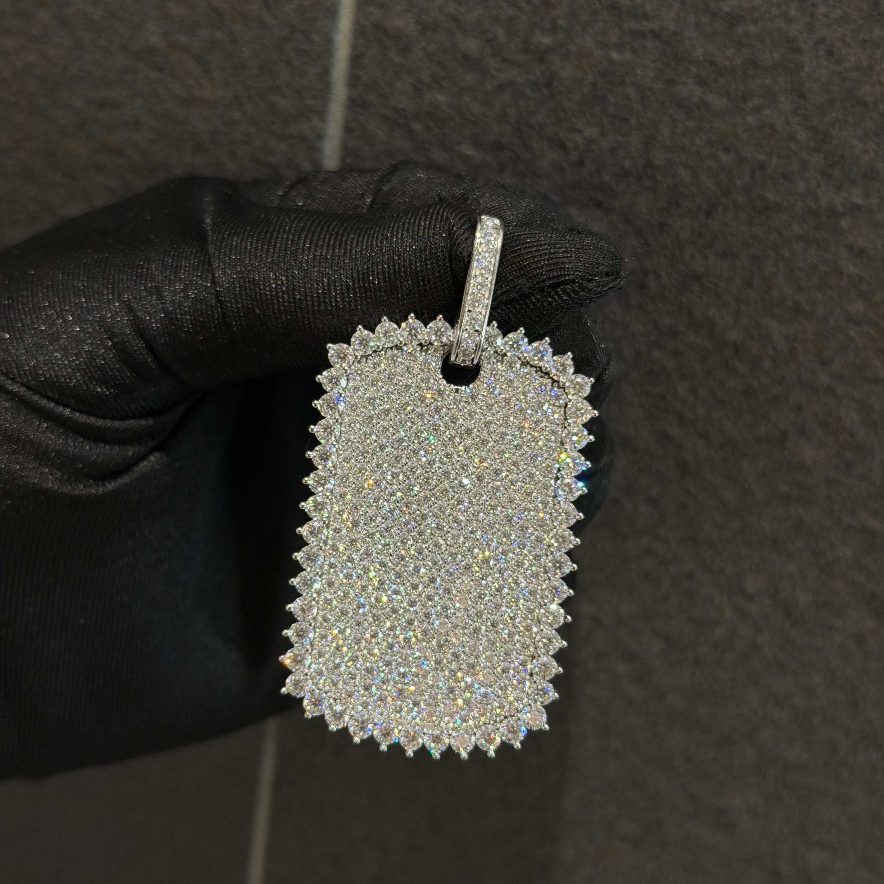 Moissanite Hip-Hop Style Halo Rectangular Pendant