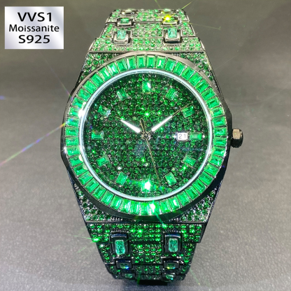 Stylish Green Moissanite Rhinestone Watch