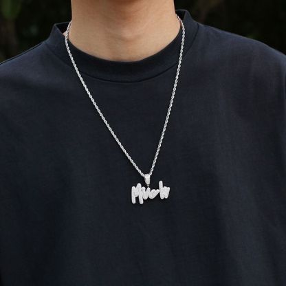 Moissanite Custom Cursive Name Necklace in White Gold (FREE Chain Included)