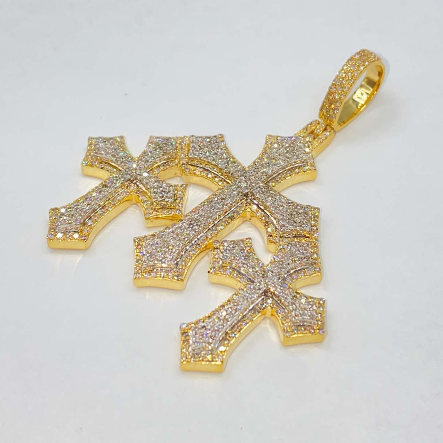 Cross Moissanite Diamond Pendant Set